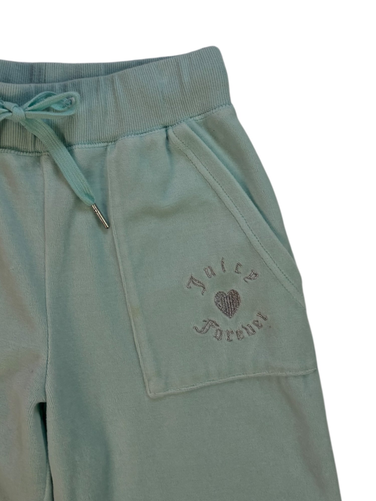 (XS) Baby Blue Embroidered Juicy Velour Pants