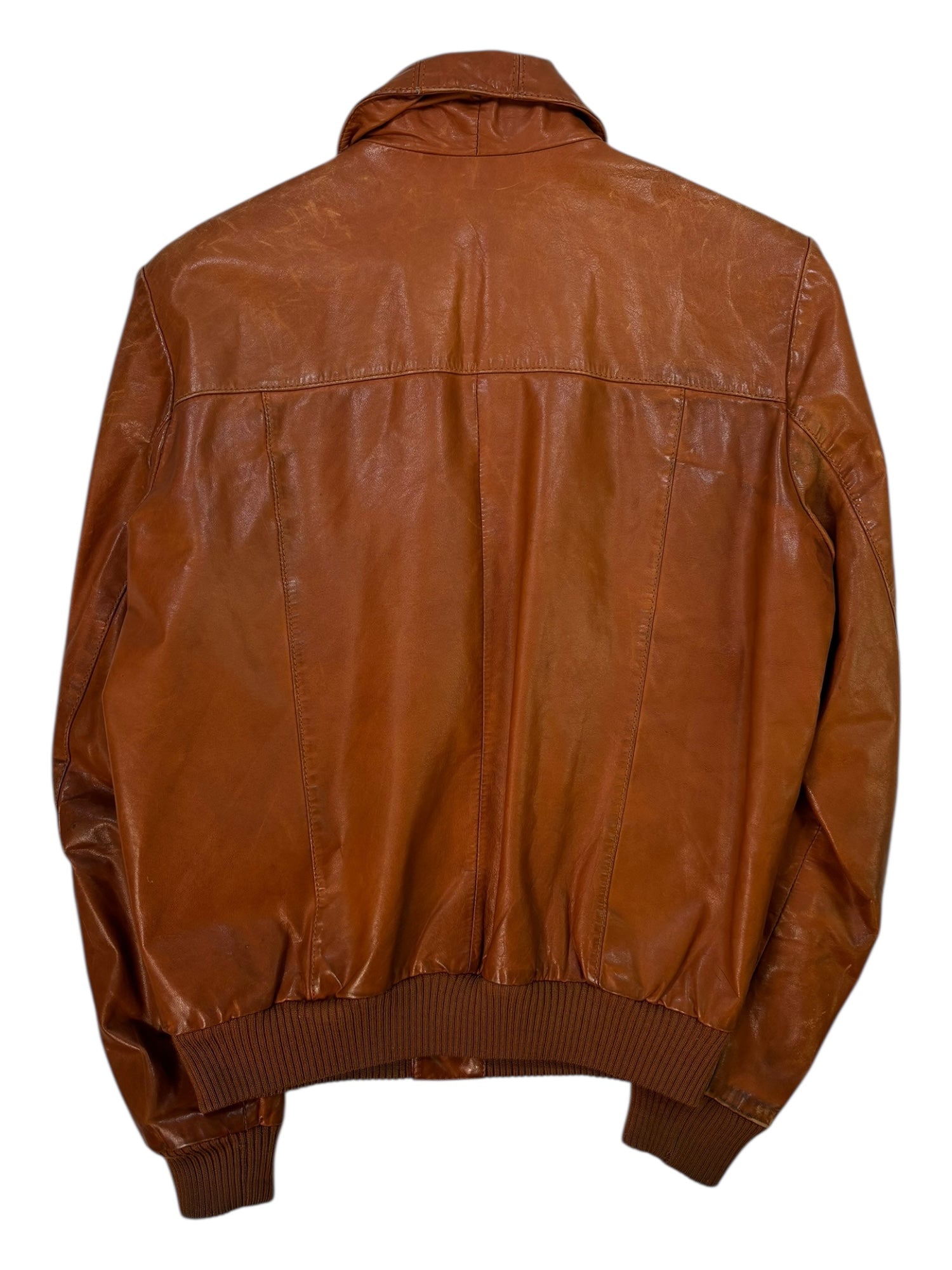 (M) Burnt Orange Vintage Leather Jacket
