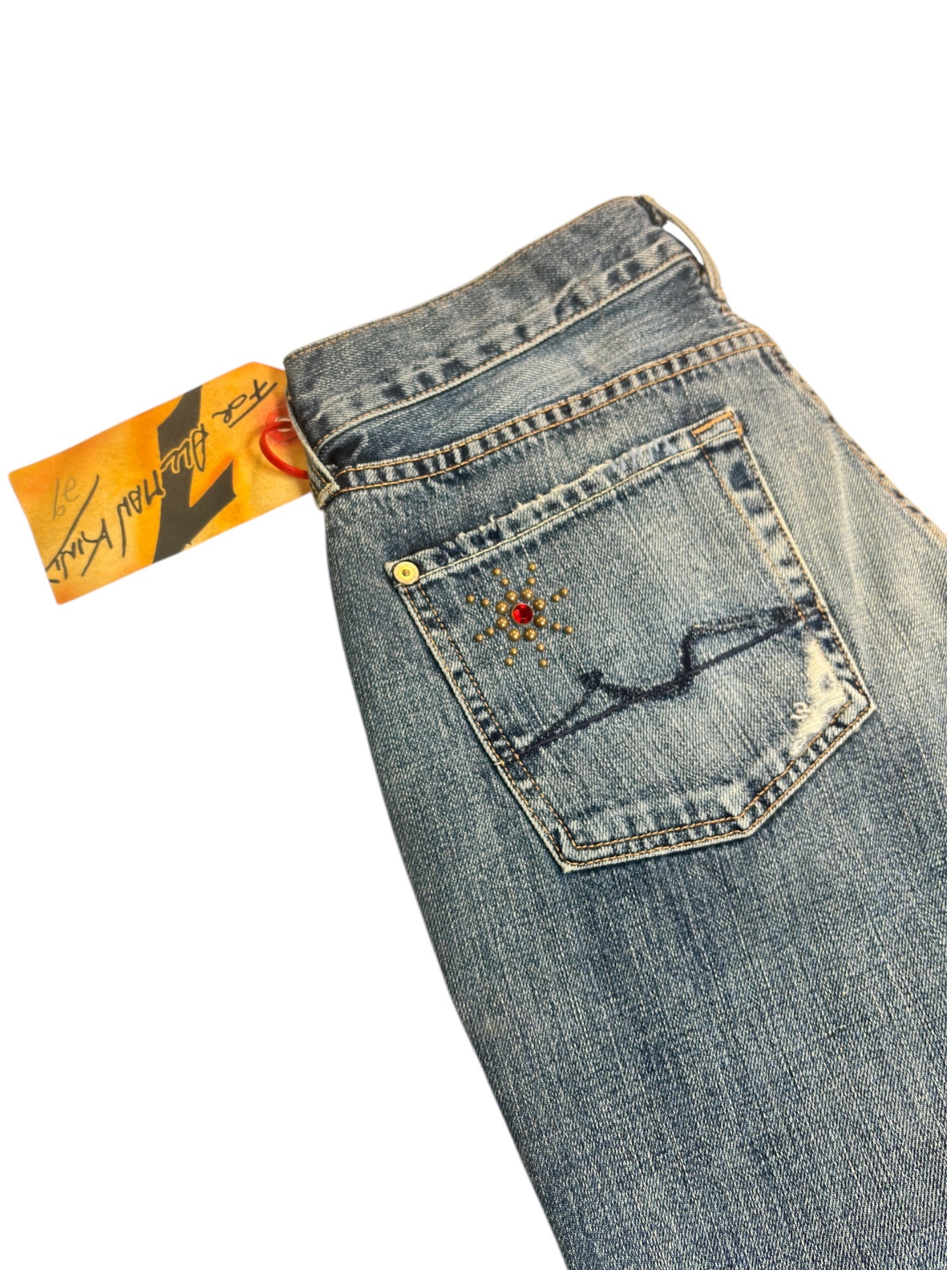 (29) 7 For All Man Kind Red Embellished BootCut